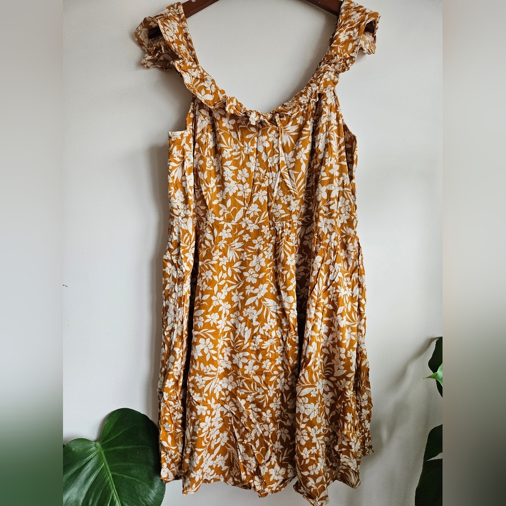 Old Navy |  Floral Dress in Mustard and White